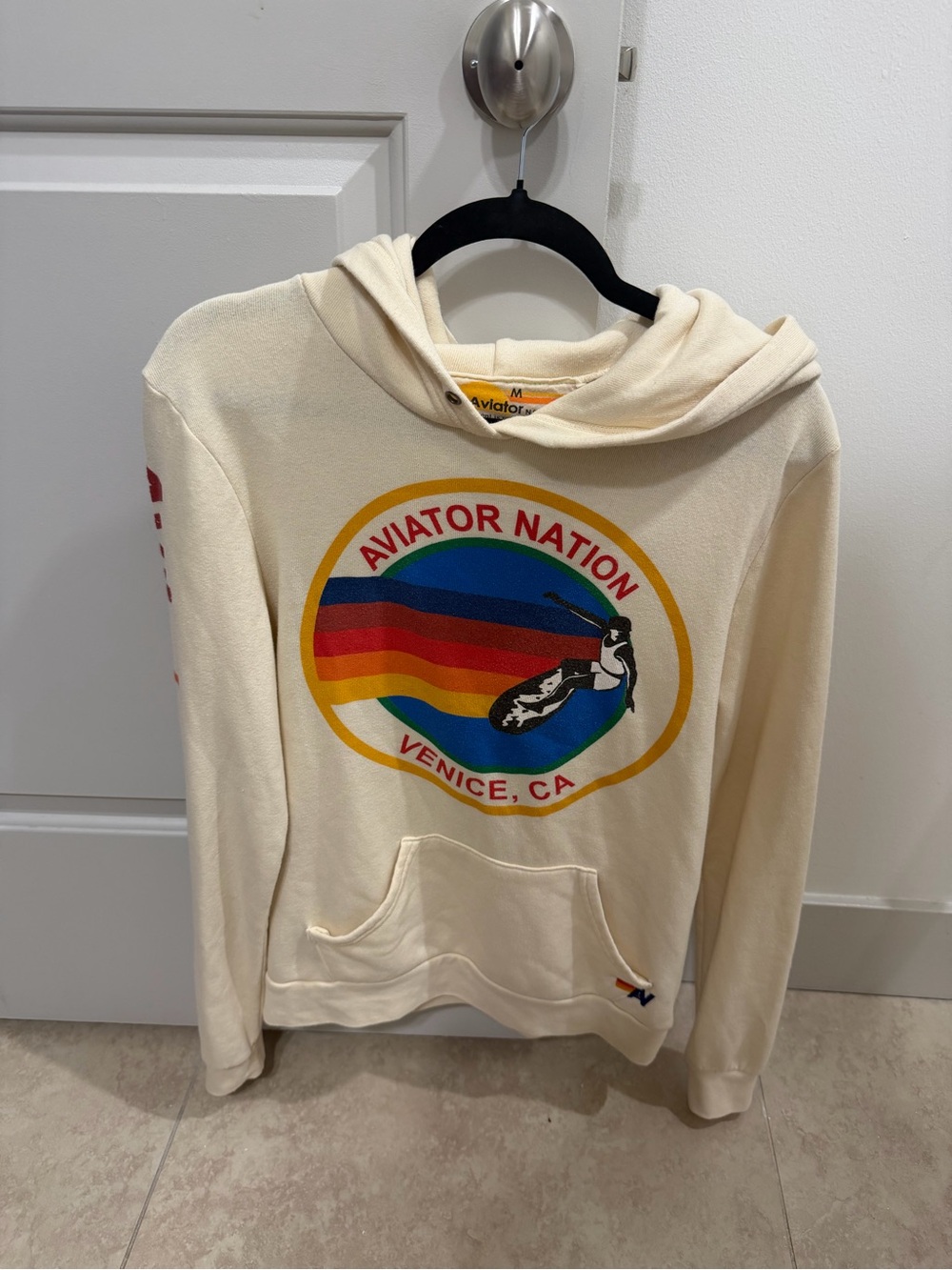 Aviator Nation Medium Venice California Cream Hoodie. 🖤⚡️
